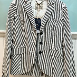 Jack Wills NWT Women's Blazer Size 2 Pinstripe White and Navy